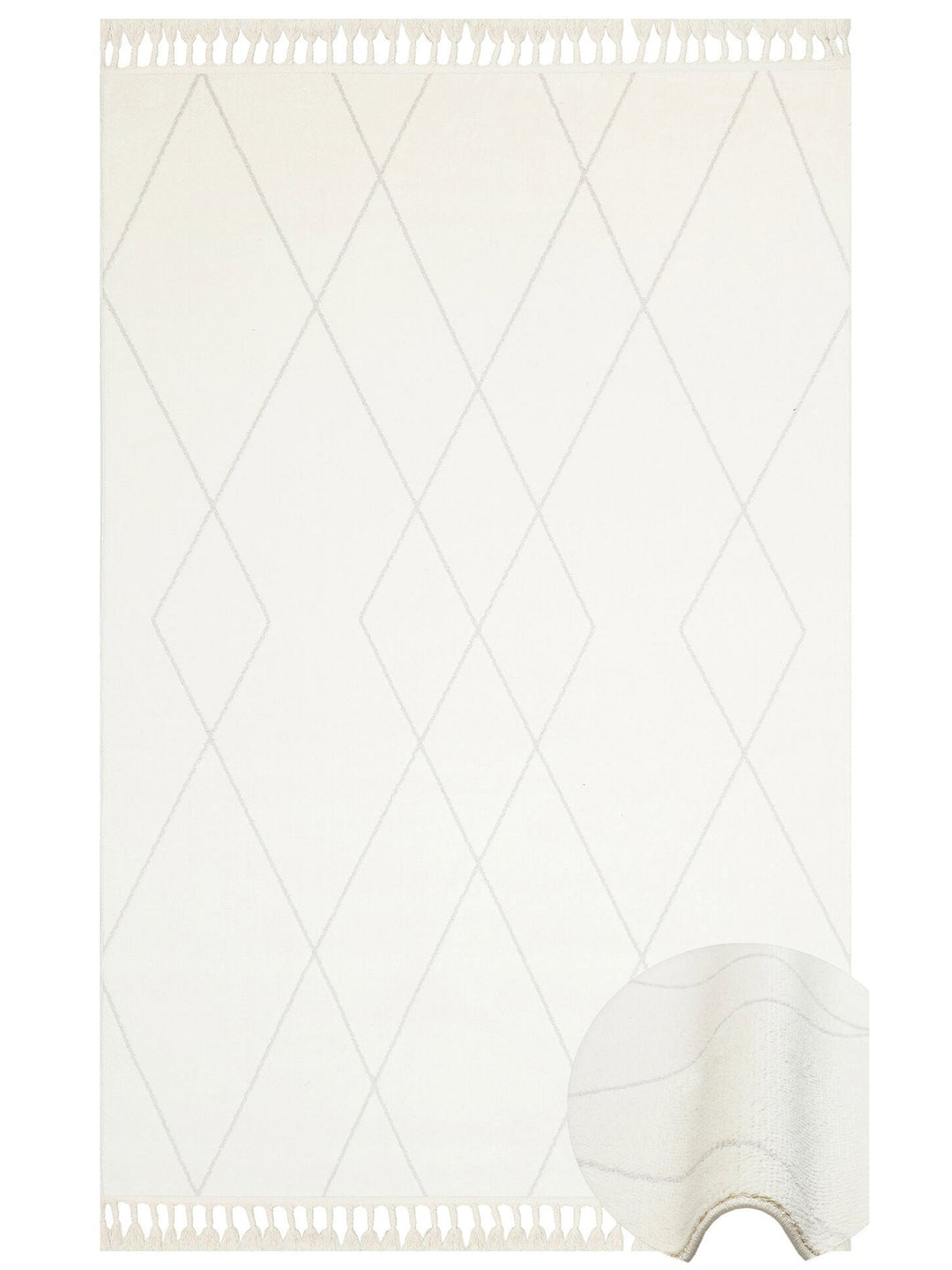 Lounge Serisi Etnik Desenlere Sahip Salon Oturma Odası Koridor Yumuşak Modern Halı 02 WHITE - Carpetdocia