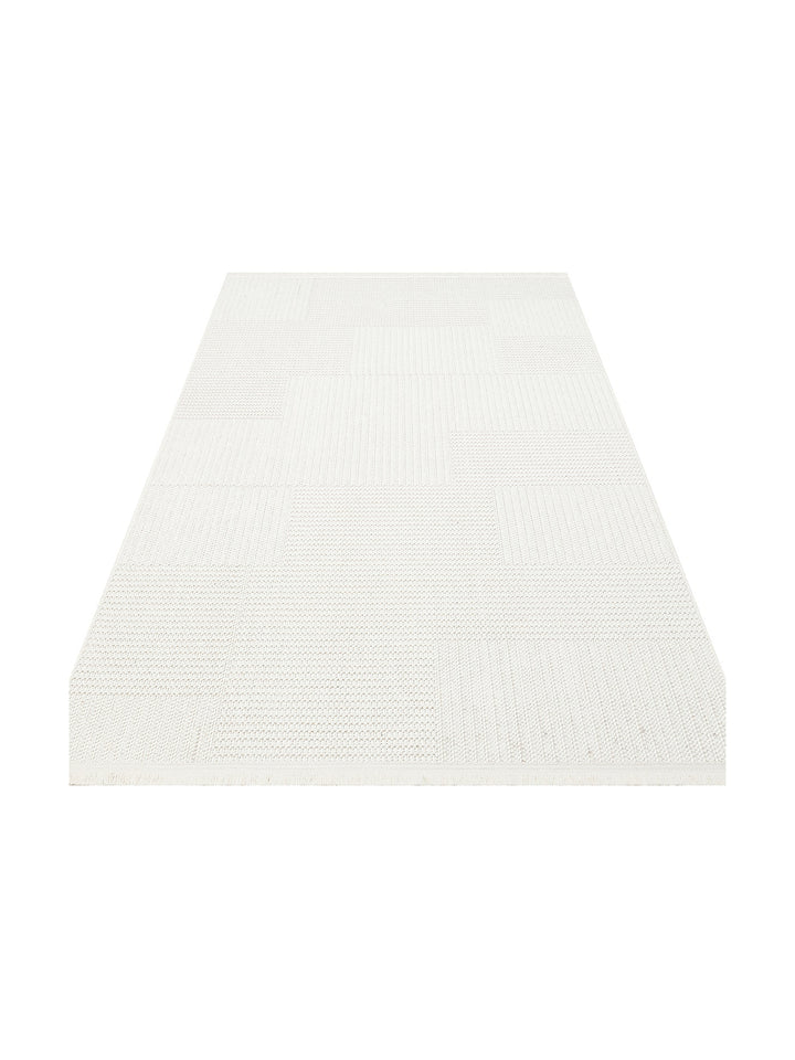 Mali Yumuşak Tuşeli Örgü Dokuma Oturma Odası Koridor Antre Yatak Odası Modern Halı 11 WHITE - Carpetdocia