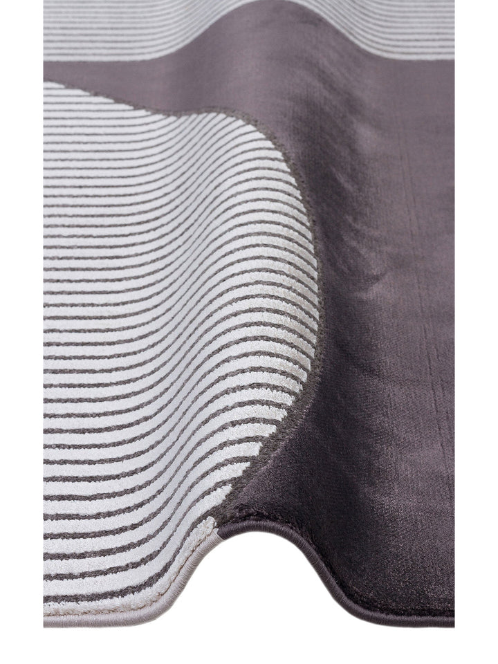 Monza Geometrik Desenli Yüksek Kalite Sık Dokuma Parlak Modern Salon Halısı 04 VIZON ANTRASIT - Carpetdocia