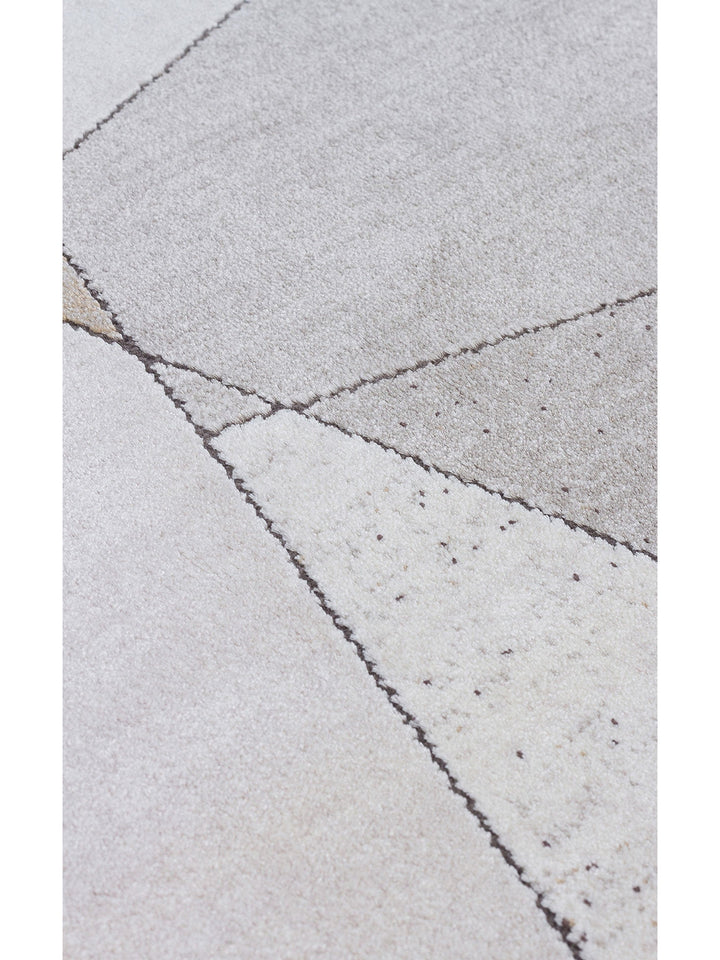 Monza Geometrik Desenli Yüksek Kalite Sık Dokuma Parlak Modern Salon Halısı 07 CREAM GOLD - Carpetdocia