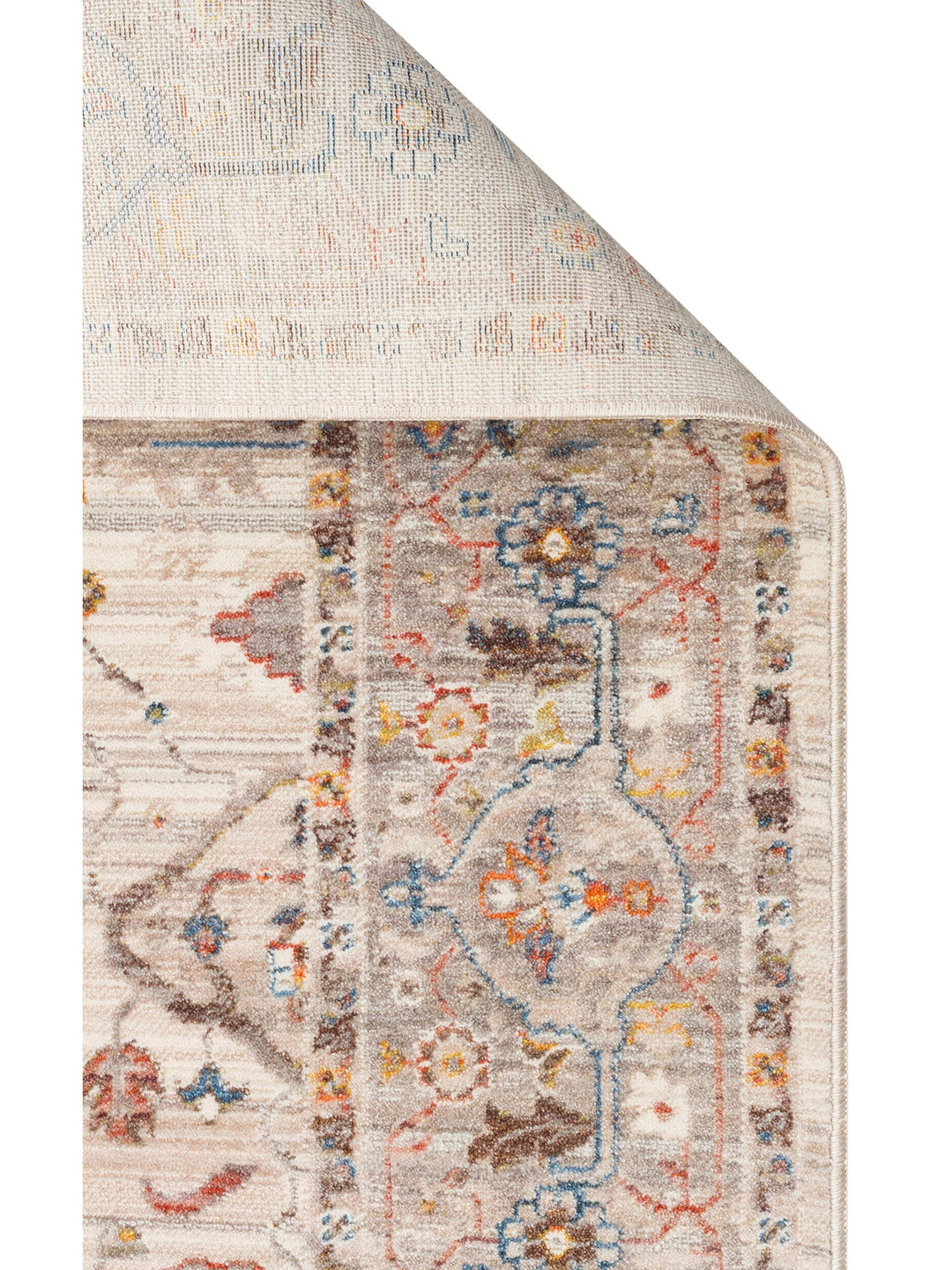 Nil Serisi Etnik ve Modern Desenli Renkli Saçaklı Oturma Odası Mutfak Halı 01 CREAM GREY - Carpetdocia
