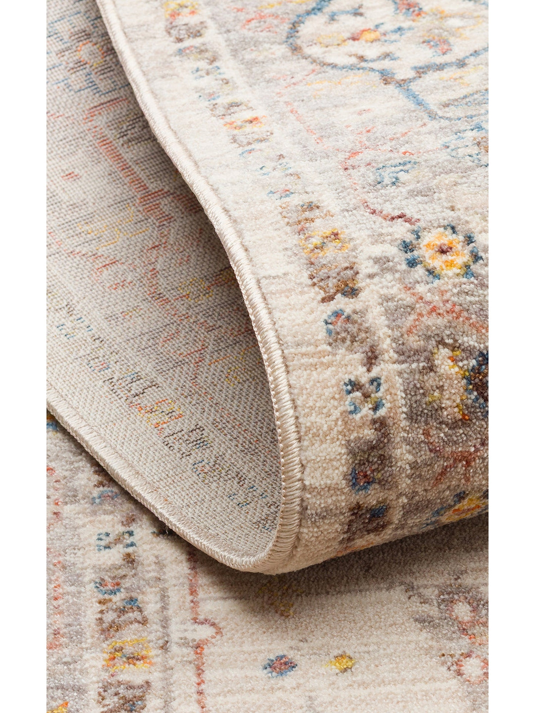 Nil Serisi Etnik ve Modern Desenli Renkli Saçaklı Oturma Odası Mutfak Halı 01 CREAM GREY - Carpetdocia