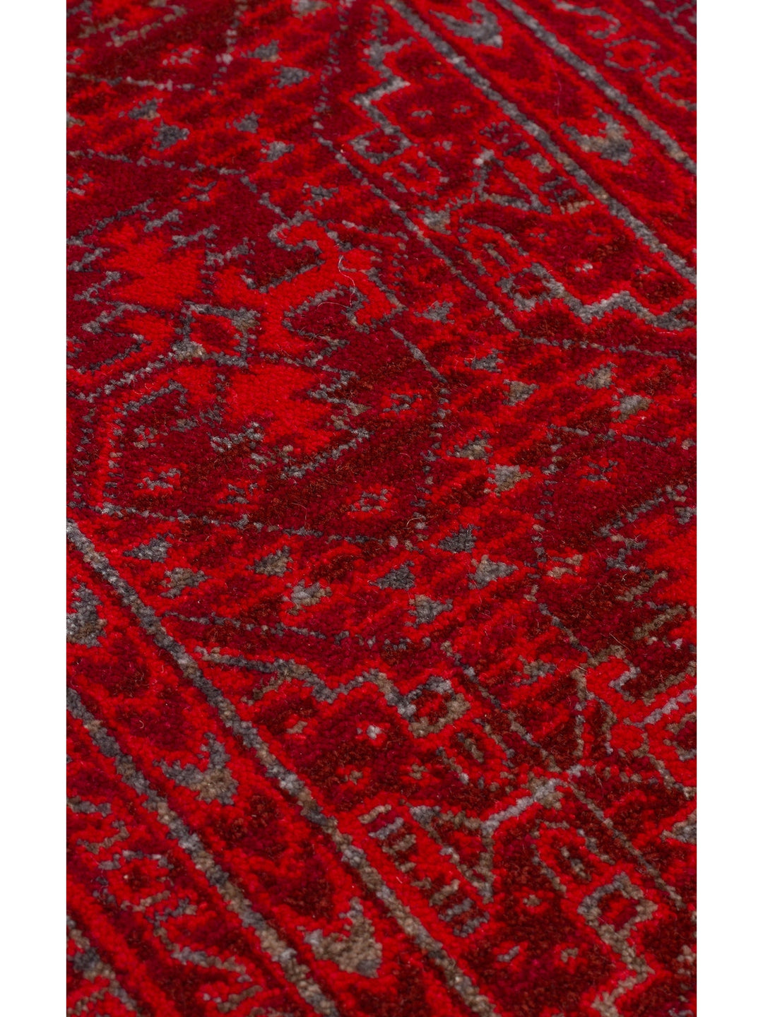 Nil Serisi Etnik ve Modern Desenli Renkli Saçaklı Oturma Odası Mutfak Halı 17 RED - Carpetdocia