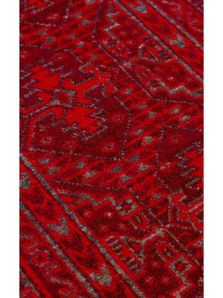 Nil Serisi Etnik ve Modern Desenli Renkli Saçaklı Oturma Odası Mutfak Halı 17 RED - Carpetdocia
