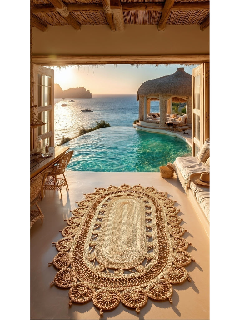 Only Jute Round and Oval 100% Natural Living Room Entrance Kitchen Balcony Hand Woven Carpet CA109NATXW