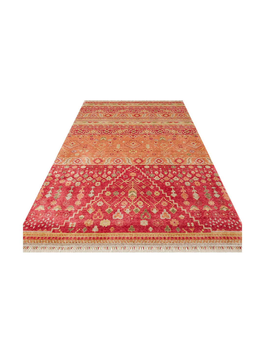 Oushak Carnaval %100 Naturel Kolay Temizlenir El Emeğiyle Üretilen Tensel Modern Uşak Halısı 17 RED - Carpetdocia