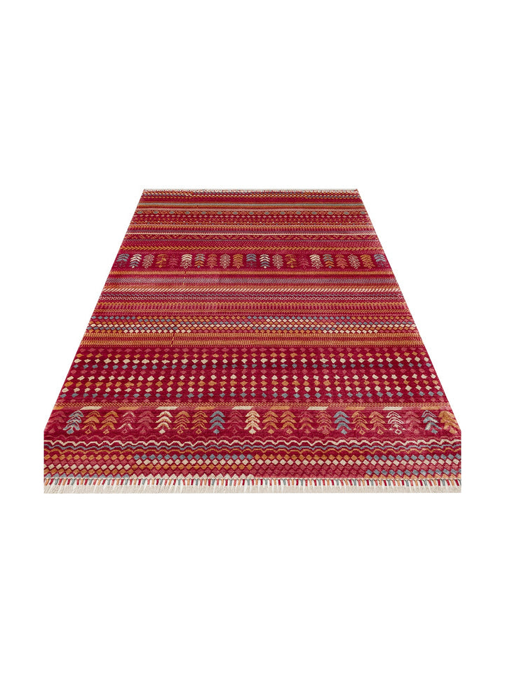 Oushak Carnaval %100 Naturel Kolay Temizlenir El Emeğiyle Üretilen Tensel Modern Uşak Halısı 19 REDM - Carpetdocia