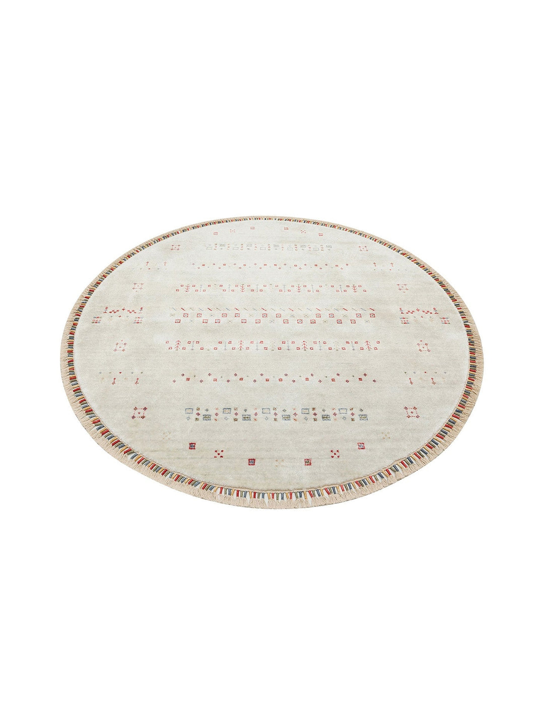Oushak Carnaval %100 Naturel Kolay Temizlenir El Emeğiyle Üretilen Yuvarlak Uşak Halısı 06 BEIGE Q - Carpetdocia