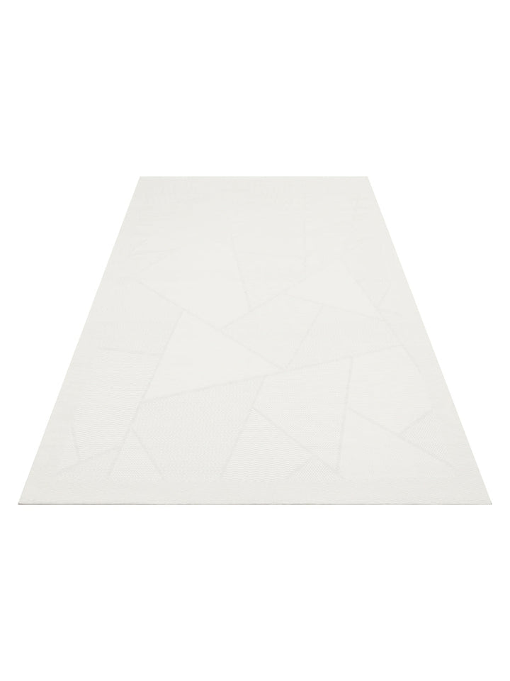 Resort Katlanabilir ve Yıkanabilir Şık Desenlere Sahip Düz Dokuma İnce Halı LUX 01 WHITE - Carpetdocia