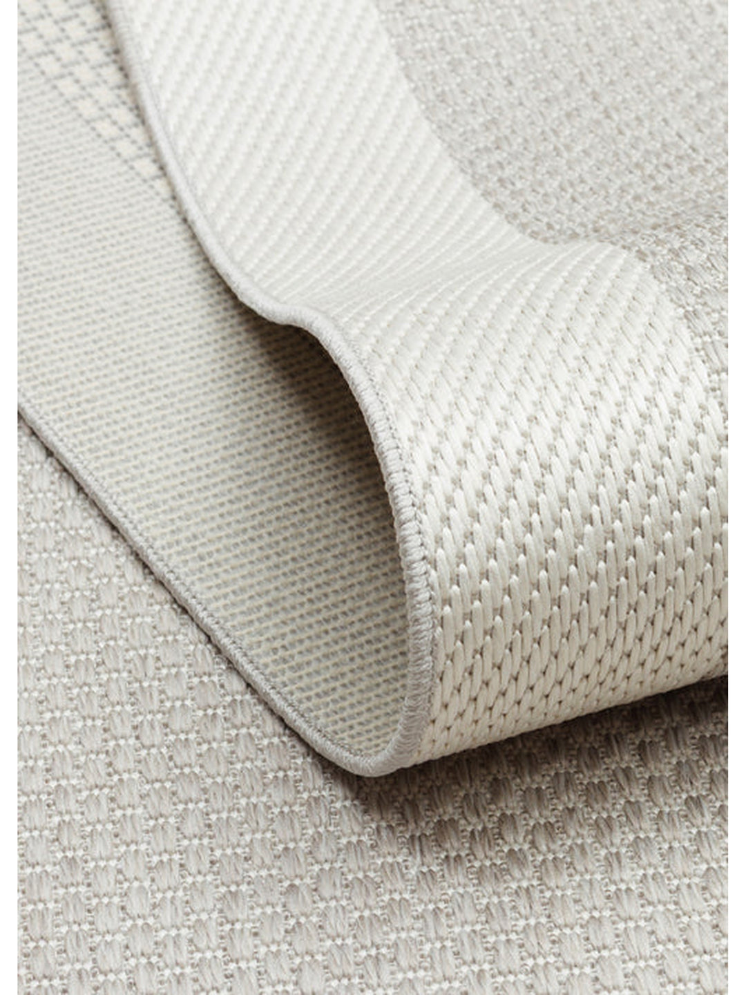 Resort Serisi Bordürlü Hav Toz Vermez Kaymaz Tabanlı Şık Kilim 05 GREY CREAM