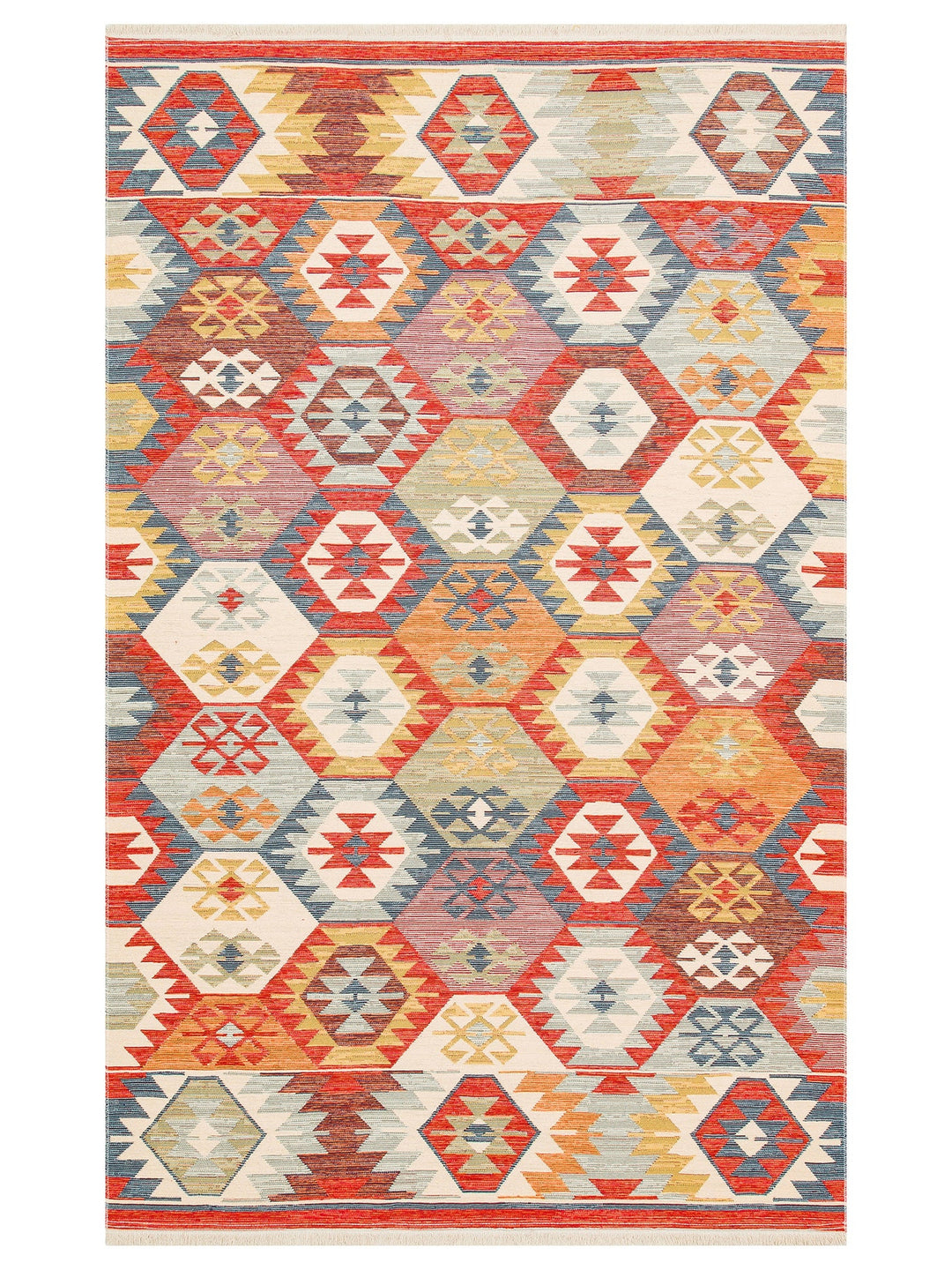 Rota Yıkanabilir, Çift Taraflı Kullanıma Uygun Yumuşak Tuşeli Otantik Kilim 01 MULTY - Carpetdocia