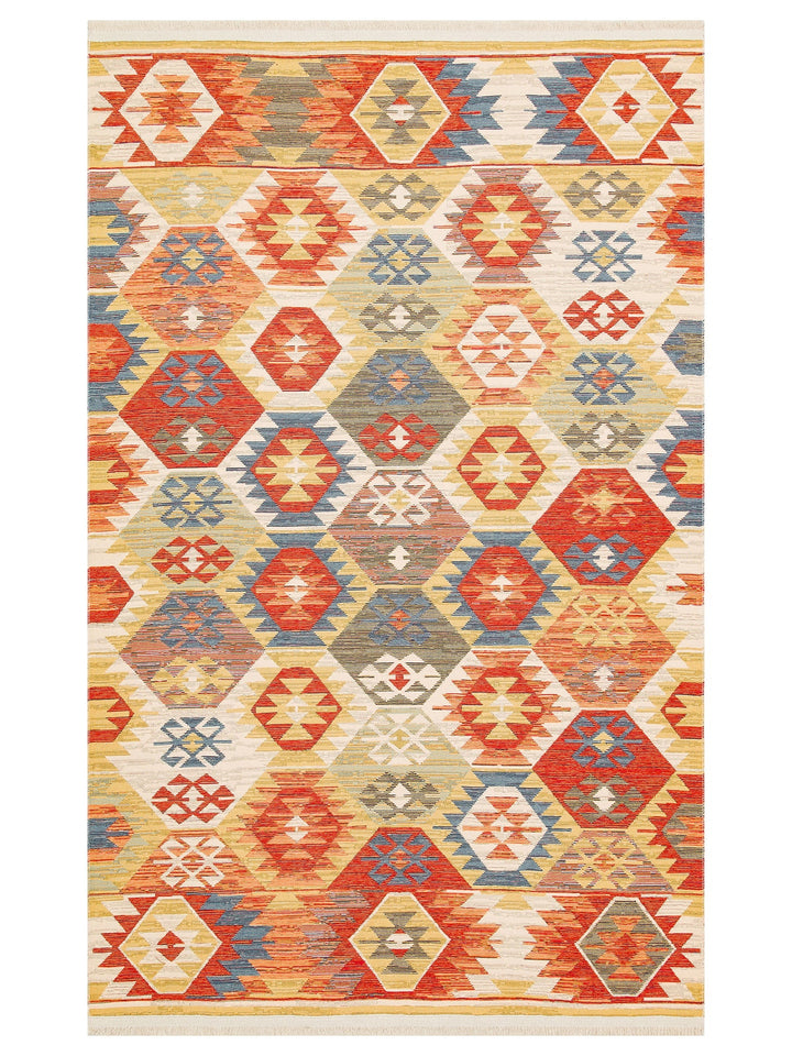 Rota Yıkanabilir, Çift Taraflı Kullanıma Uygun Yumuşak Tuşeli Otantik Kilim 01 MULTY - Carpetdocia