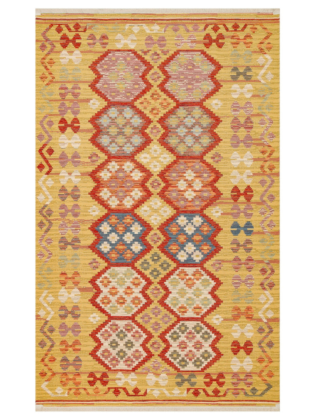 Rota Yıkanabilir, Çift Taraflı Kullanıma Uygun Yumuşak Tuşeli Otantik Kilim 03 RED - Carpetdocia