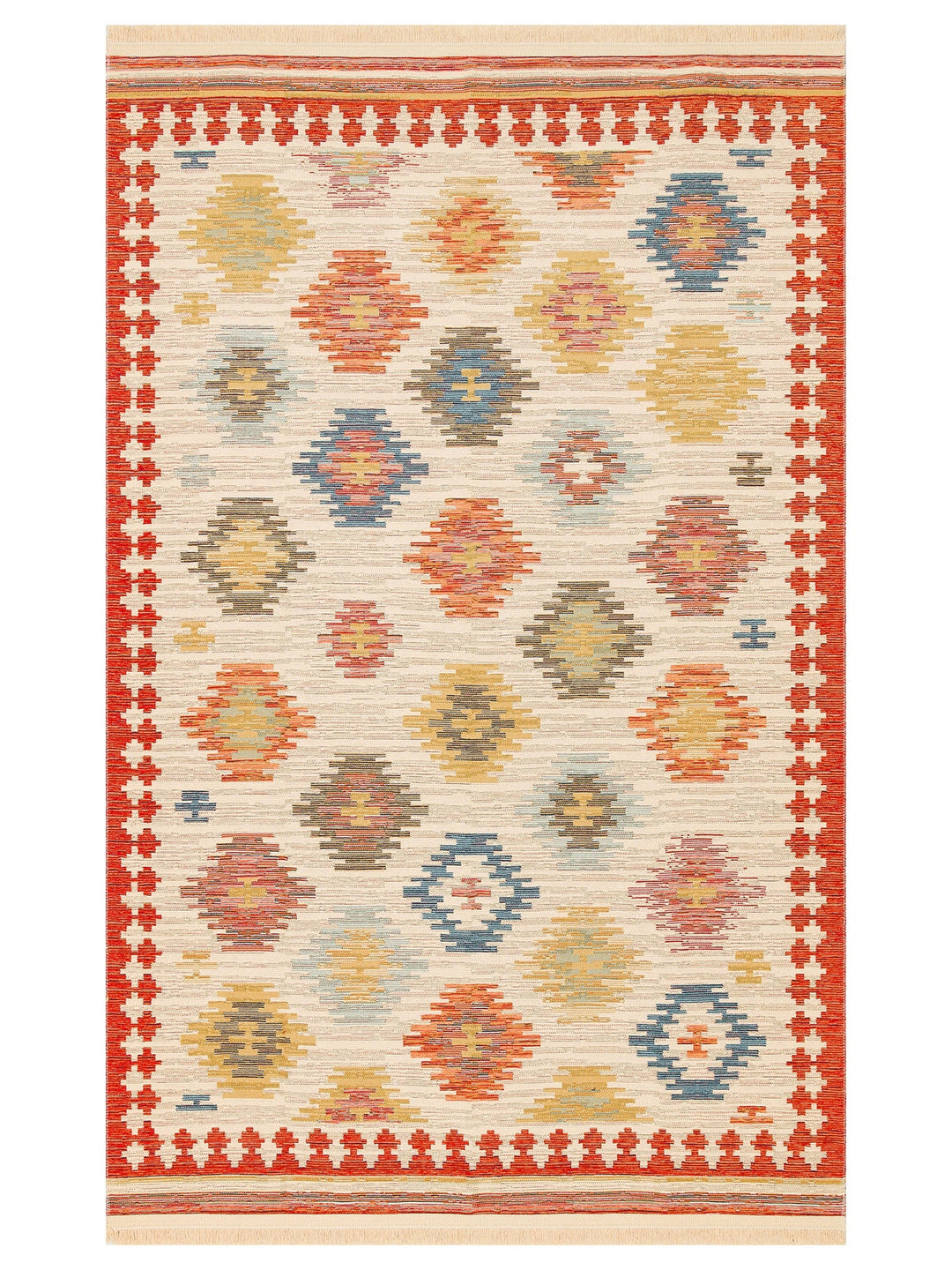 Rota Yıkanabilir, Çift Taraflı Kullanıma Uygun Yumuşak Tuşeli Otantik Kilim 04 NAVY - Carpetdocia