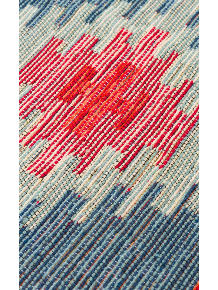 Rota Yıkanabilir, Çift Taraflı Kullanıma Uygun Yumuşak Tuşeli Otantik Kilim 04 NAVY - Carpetdocia