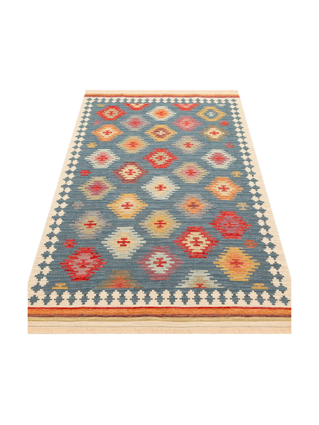 Rota Yıkanabilir, Çift Taraflı Kullanıma Uygun Yumuşak Tuşeli Otantik Kilim 04 NAVY - Carpetdocia