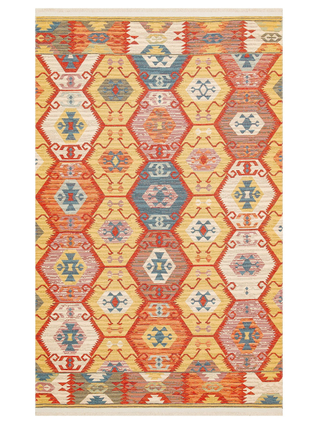 Rota Yıkanabilir, Çift Taraflı Kullanıma Uygun Yumuşak Tuşeli Otantik Kilim 06 RED - Carpetdocia