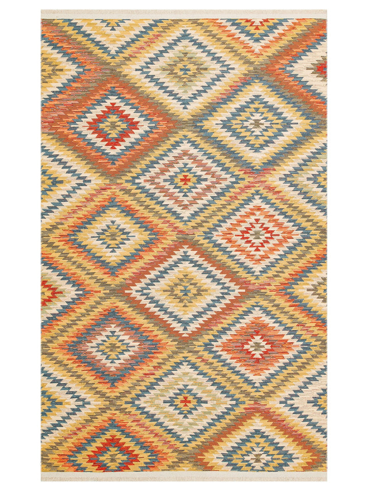 Rota Yıkanabilir, Çift Taraflı Kullanıma Uygun Yumuşak Tuşeli Otantik Kilim 07 TERRA - Carpetdocia