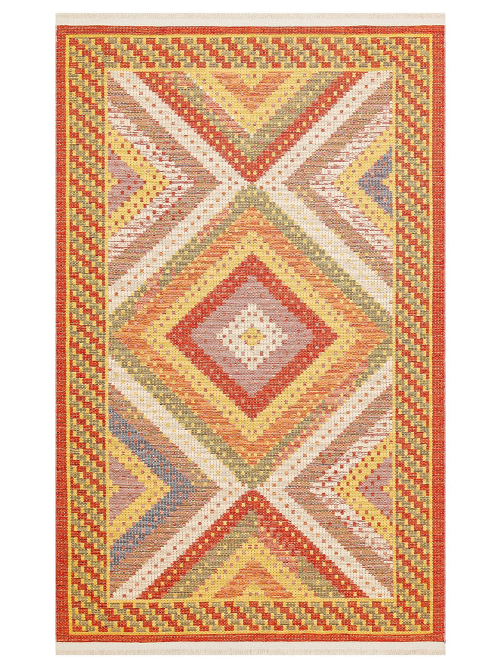 Rota Yıkanabilir, Çift Taraflı Kullanıma Uygun Yumuşak Tuşeli Otantik Kilim 10 RED - Carpetdocia