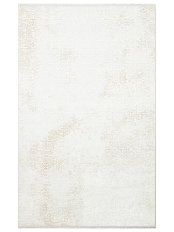 Smooth Yıkanabilir Kaymaz Parlak Oturma Odası Salon Koridor İnce Dokuma Modern Halı 108 CREAM BEIGE - Carpetdocia