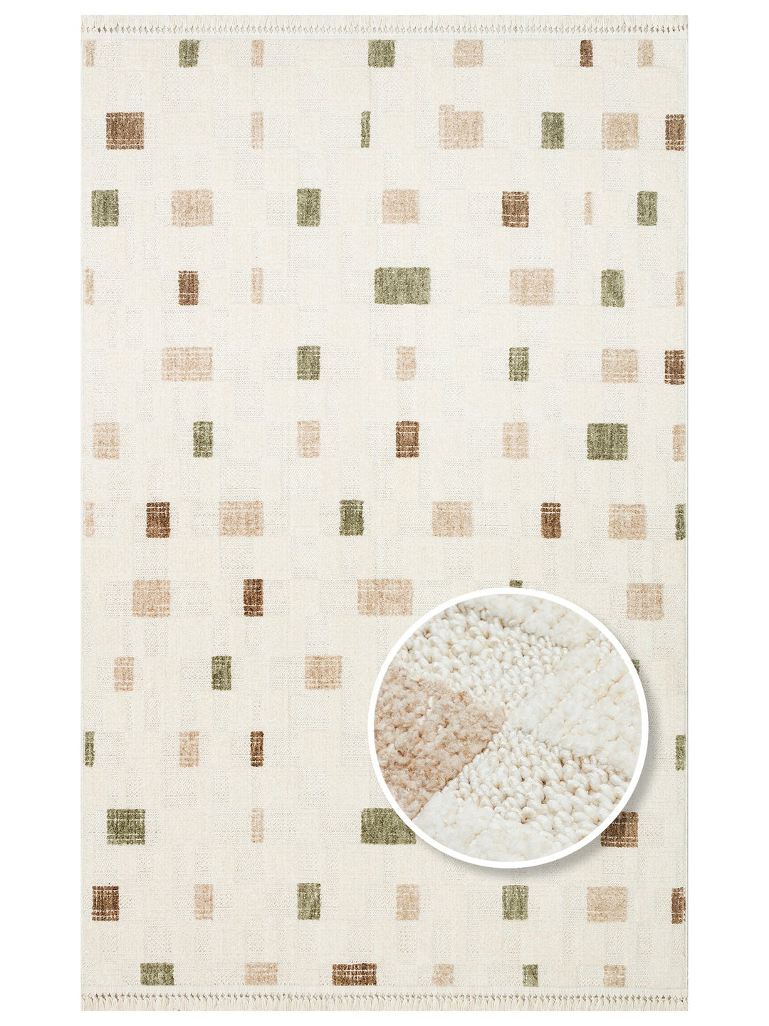 Style Hav Toz Vezmez Yumuşak Dokulu Oturma Odası Salon Koridor Antre Modern Halı 02 GREEN BEIGE - Carpetdocia