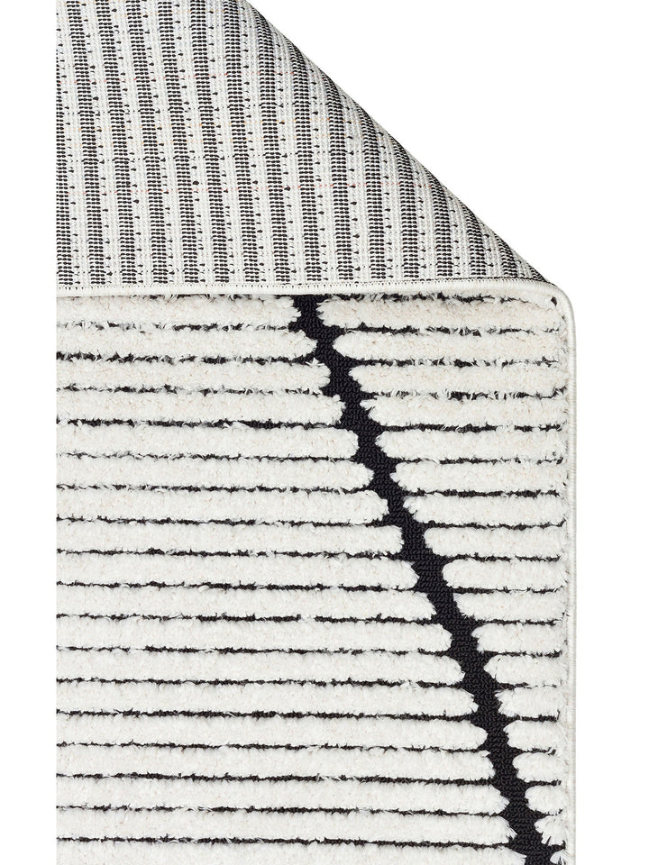 Tabasco Serisi Etnik Desenli Oturma Odası Salon Koridor Modern İskindinav Halı 07 WHITE BLACK - Carpetdocia