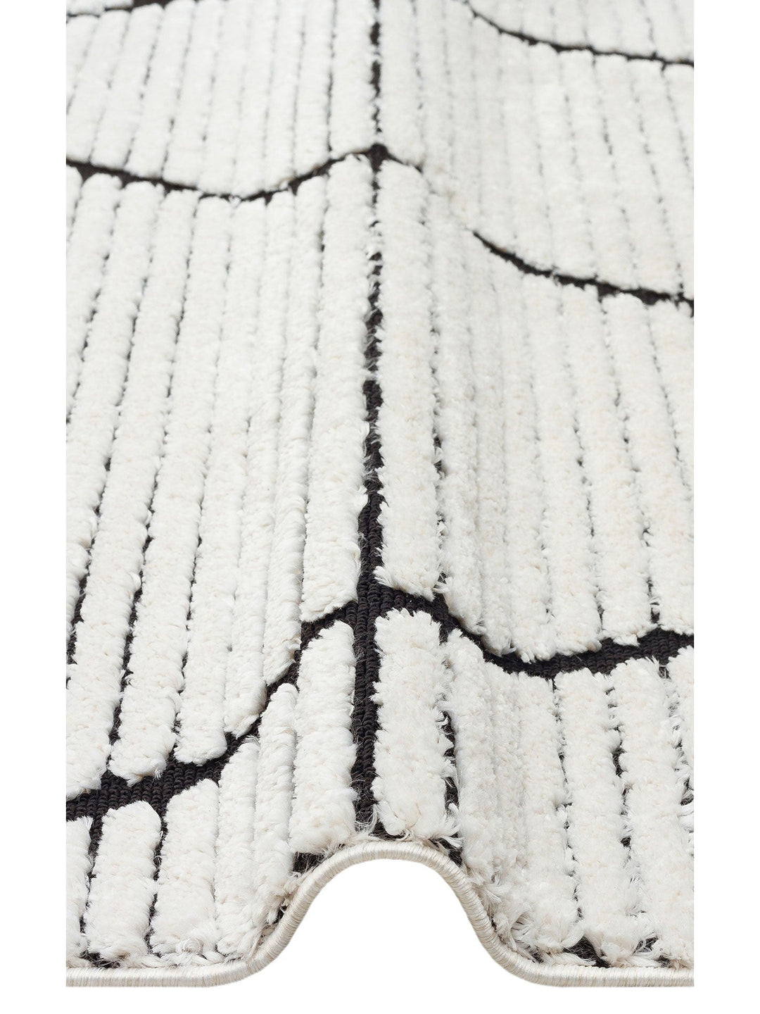 Tabasco Serisi Etnik Desenli Oturma Odası Salon Koridor Modern İskindinav Halı 07 WHITE BLACK - Carpetdocia