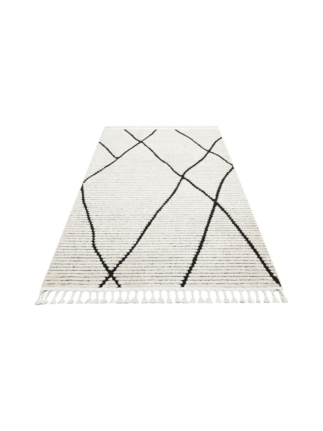Tabasco Serisi Etnik Desenli Oturma Odası Salon Koridor Modern İskindinav Halı 07 WHITE BLACK - Carpetdocia