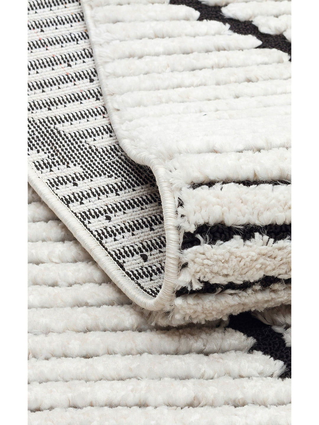 Tabasco Serisi Etnik Desenli Oturma Odası Salon Koridor Modern İskindinav Halı 07 WHITE BLACK - Carpetdocia
