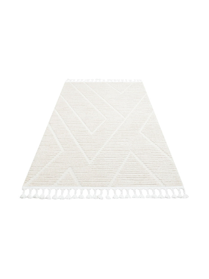 Tabasco Serisi Etnik Desenli Oturma Odası Salon Koridor Modern İskindinav Halı 08 WHITE - Carpetdocia