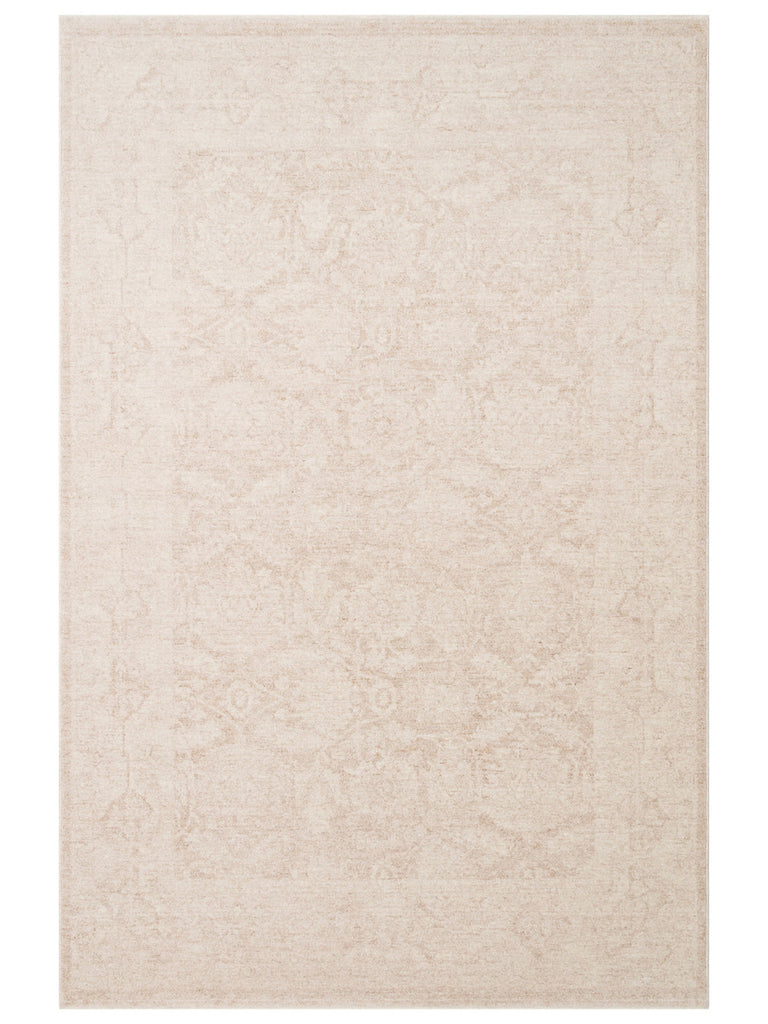 Tebriz Serisi Vintage Eskitme Desenli Modern Yumuşak Dokulu Halı 01 CREAM