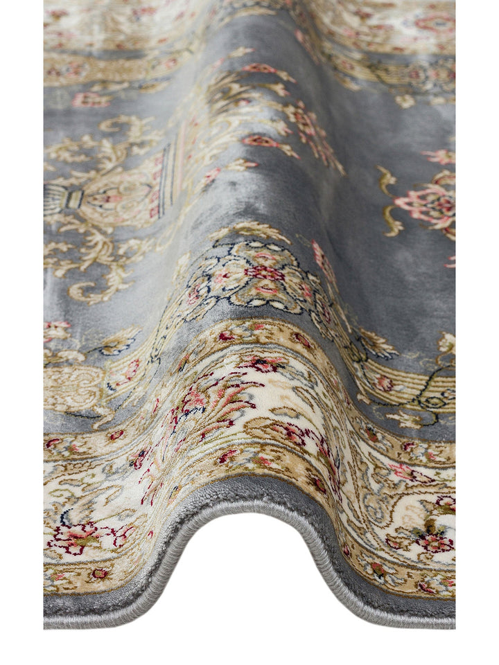 Topkapı Seccade Klasik Desenli Yüksek Kalite Özel Işıltılı Hediyelik Çeyizlik Namazlık 01 GREY - Carpetdocia