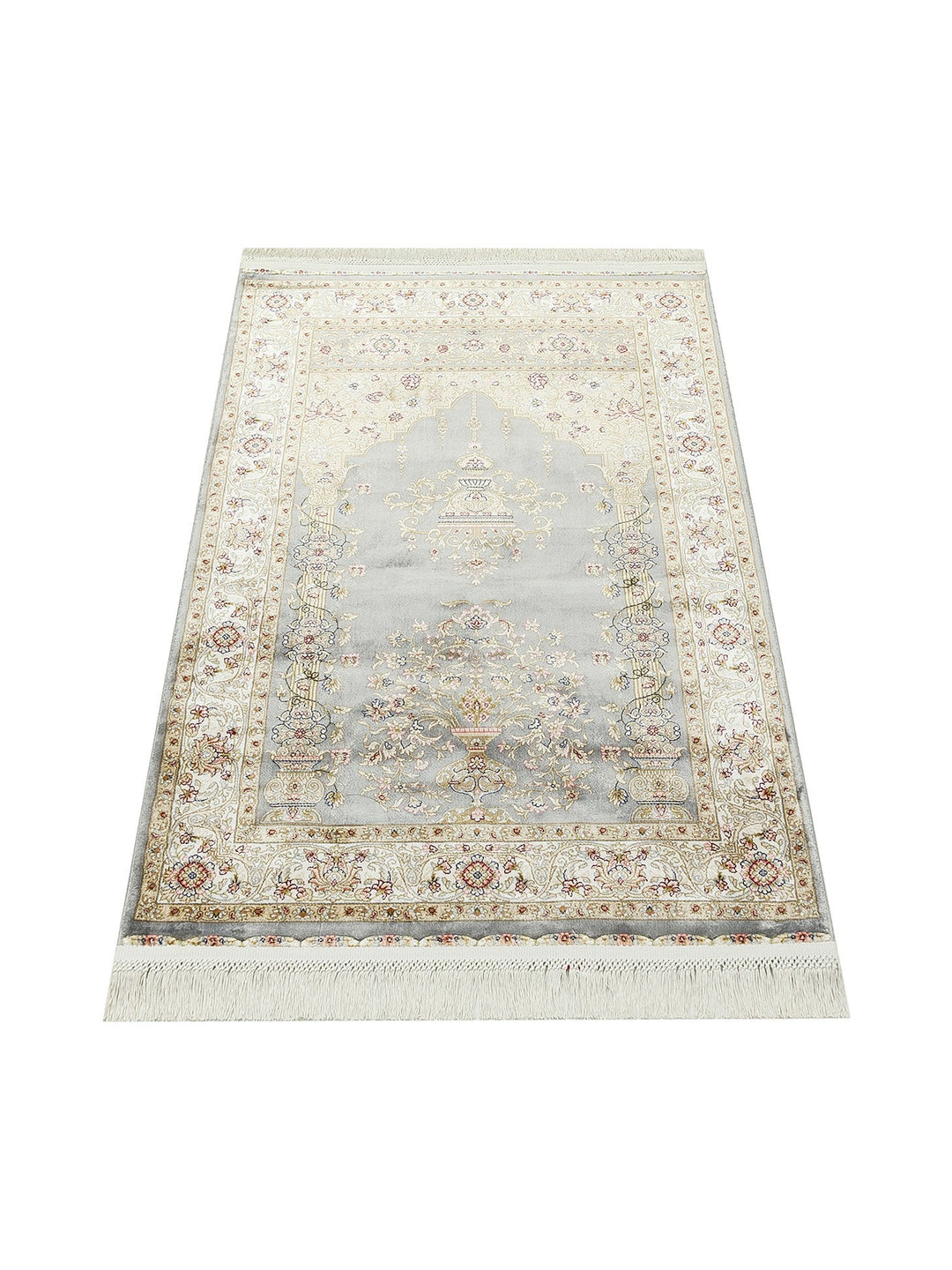 Topkapı Seccade Klasik Desenli Yüksek Kalite Özel Işıltılı Hediyelik Çeyizlik Namazlık 01 GREY - Carpetdocia