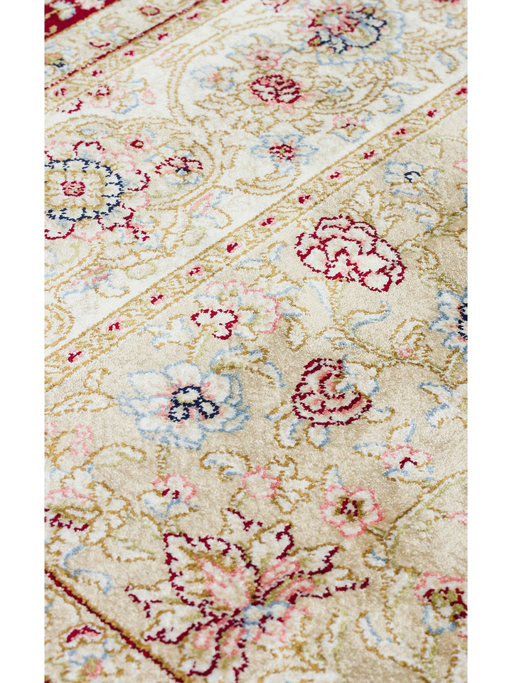 Topkapı Seccade Klasik Desenli Yüksek Kalite Özel Işıltılı Hediyelik Çeyizlik Namazlık 01CREAMRED - Carpetdocia
