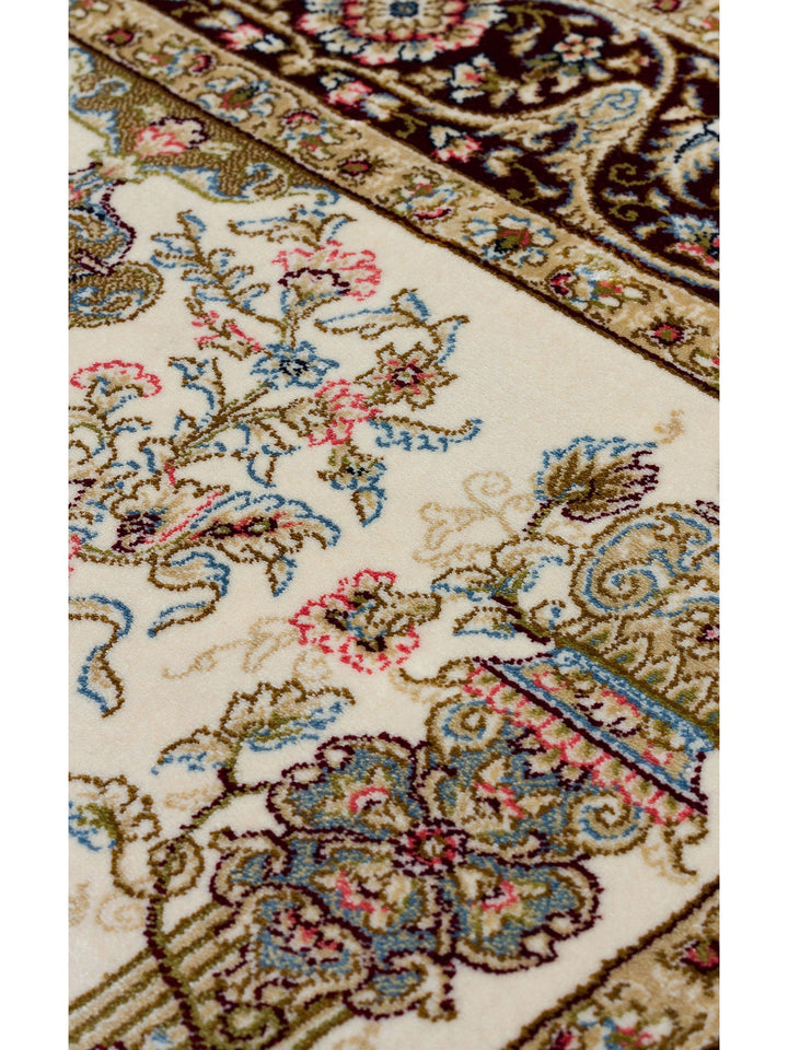 Topkapı Seccade Klasik Desenli Yüksek Kalite Özel Işıltılı Hediyelik Çeyizlik Namazlık 01CREAMRED - Carpetdocia