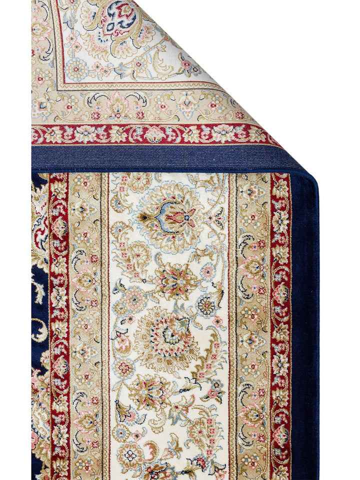 Topkapı Serisi Yüksek Kalite Sık Dokuma Klasik Desenli Özel Işıltılı Salon Halısı 03 NAVY CREAM - Carpetdocia