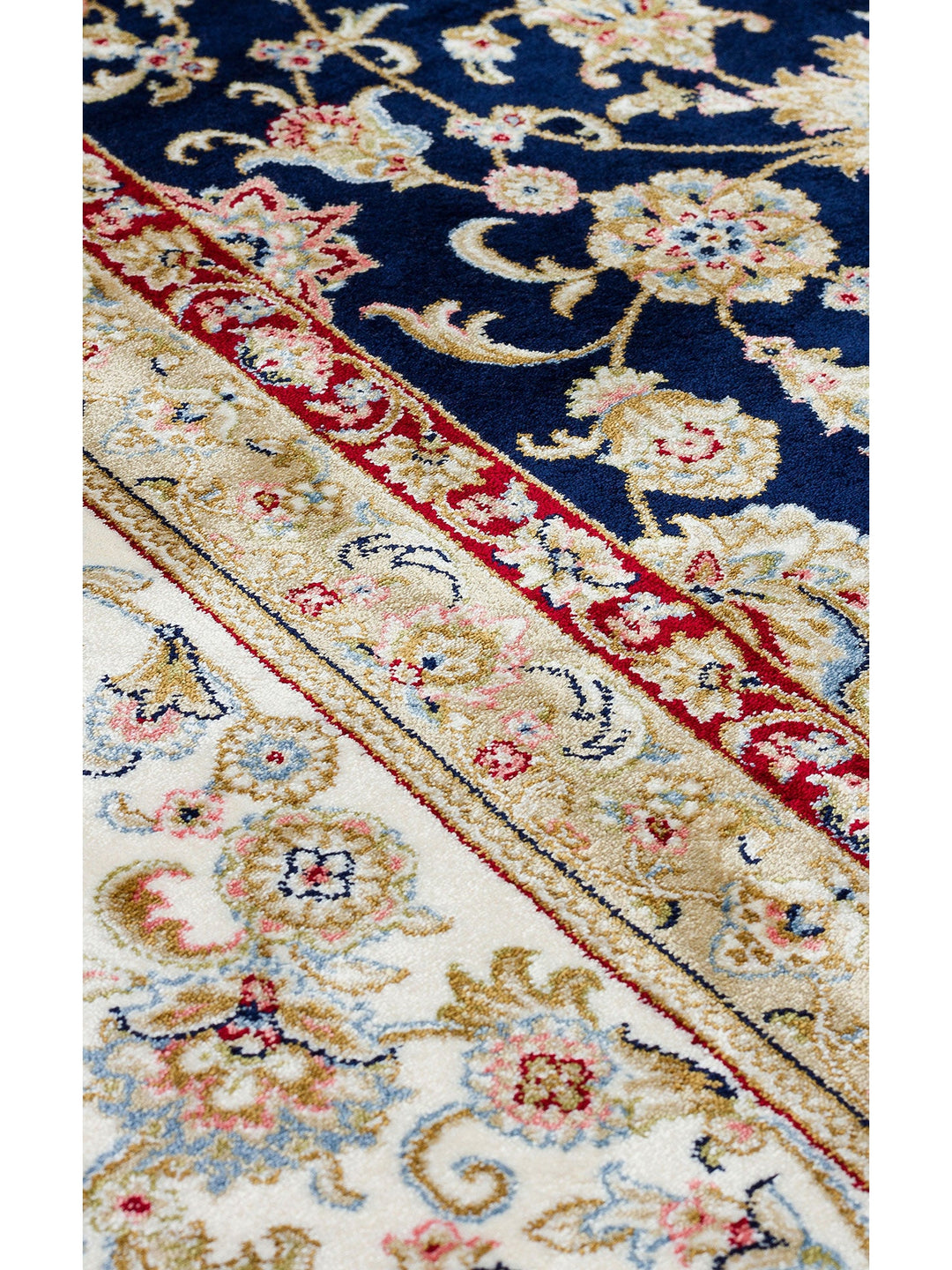Topkapı Serisi Yüksek Kalite Sık Dokuma Klasik Desenli Özel Işıltılı Salon Halısı 03 NAVY CREAM - Carpetdocia