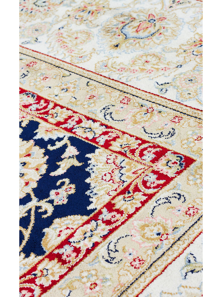 Topkapı Serisi Yüksek Kalite Sık Dokuma Klasik Desenli Özel Işıltılı Salon Halısı 03 NAVY CREAM - Carpetdocia