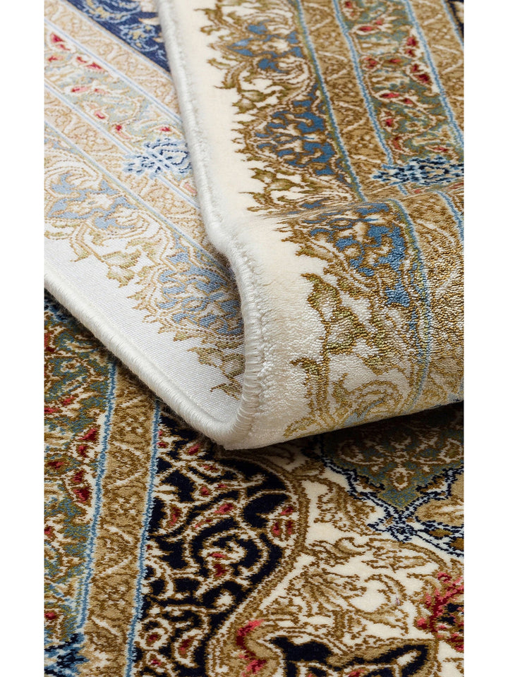 Topkapı Serisi Yüksek Kalite Sık Dokuma Klasik Desenli Özel Işıltılı Salon Halısı 04 CREAM - Carpetdocia