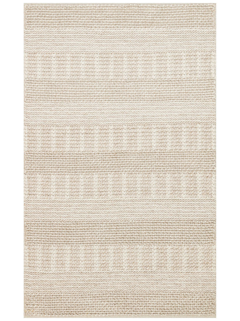 Woolstar 100% طبيعي كنزة مزخرفة لغرفة الجلوس والممر والمدخل، مصنوعة يدويًا من الصوف المنسوج، J352 بيج