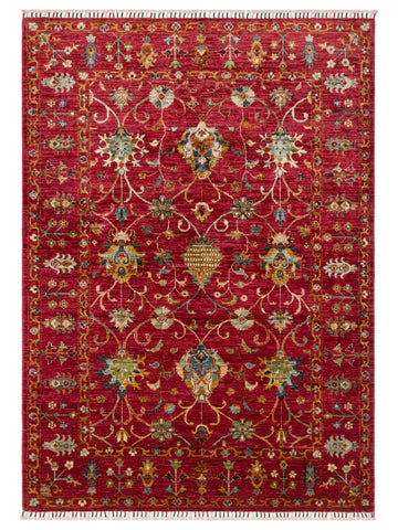 El dokuma Afgan kırmızı halı 148x206 cm kuşbakışı