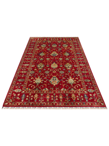 El dokuma Afgan halı kırmızı bitkisel desen 179 x 243 cm stüdyo