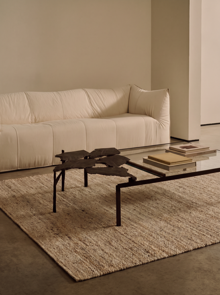 Tappeto tessuto a mano in misto lana, poliestere e cotone della serie Jakarta BEIGE