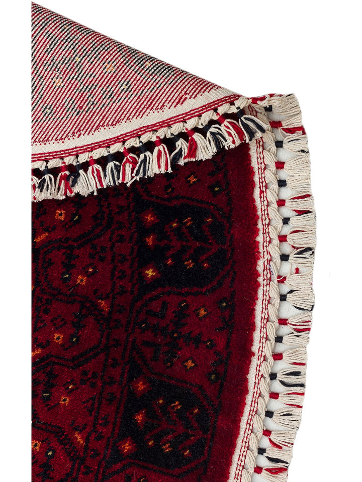 Kabil Afgan Desenli El Emeğiyle Özel Tezgahlarda Üretilen TENCEL™ Uşak Halısı 959 RED Q - Carpetdocia