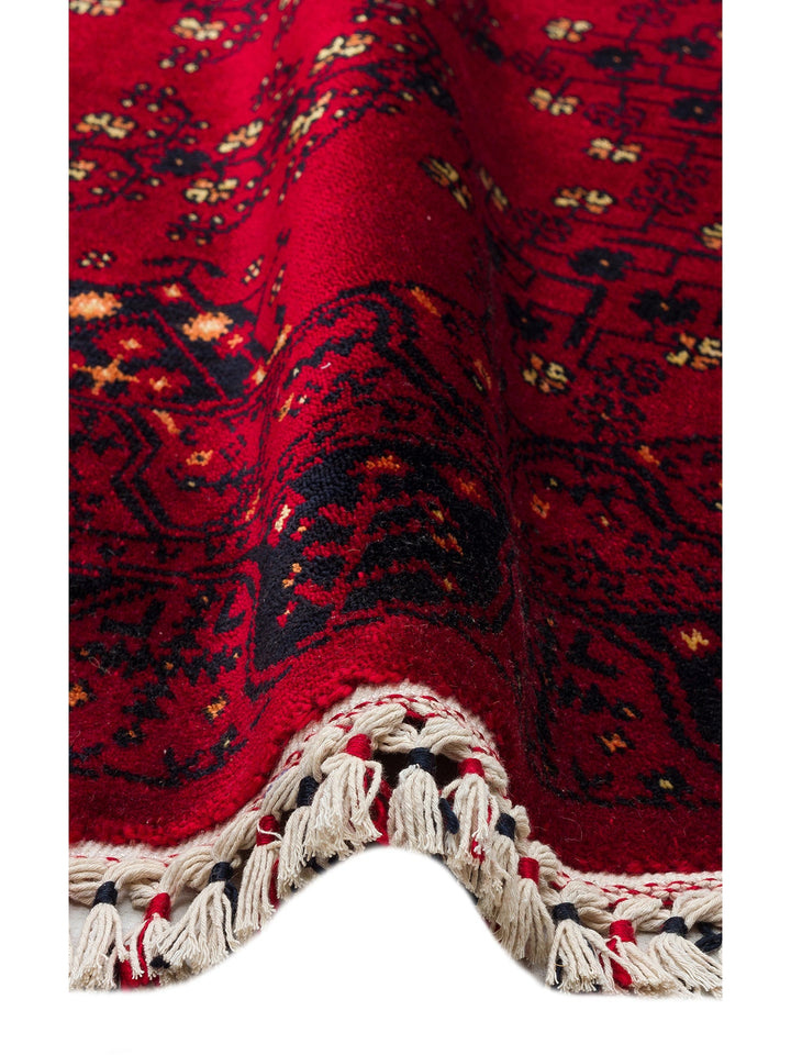 Kabil Afgan Desenli El Emeğiyle Özel Tezgahlarda Üretilen TENCEL™ Uşak Halısı 959 RED Q - Carpetdocia