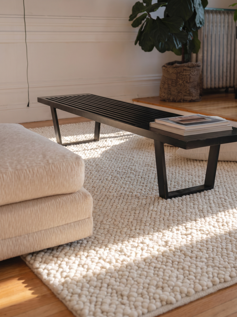 Tapis tissé à la main Woolstar 100 % naturel à motif jacquard pour salon, séjour, couloir et entrée 06 CREAM  
