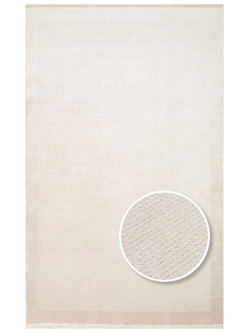 Montenegro Viskon Karışımlı Sade Desenli Sık Dokuma Oturma Odası Salon Koridor Modern Halı 02 BEIGE - Carpetdocia