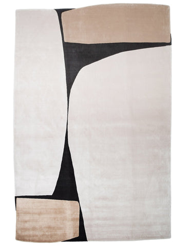 Monza Art Geometric Pattern High Quality Dense Weave Shiny Modern Living Room Carpet 09 CREAM GOLD BLACK