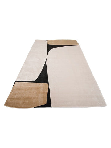 Monza Art Geometric Pattern High Quality Dense Weave Shiny Modern Living Room Carpet 09 CREAM GOLD BLACK