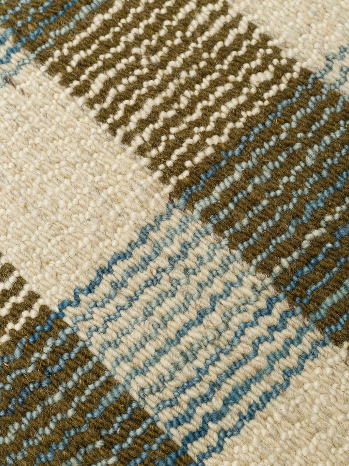 Oasis %100 Yün El Emeği ile Üretilen Kilim OLIVE CHECK doku detayı